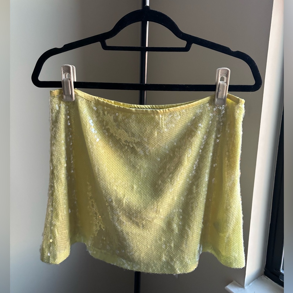 Zara Yellow Sequin Mini Skirt